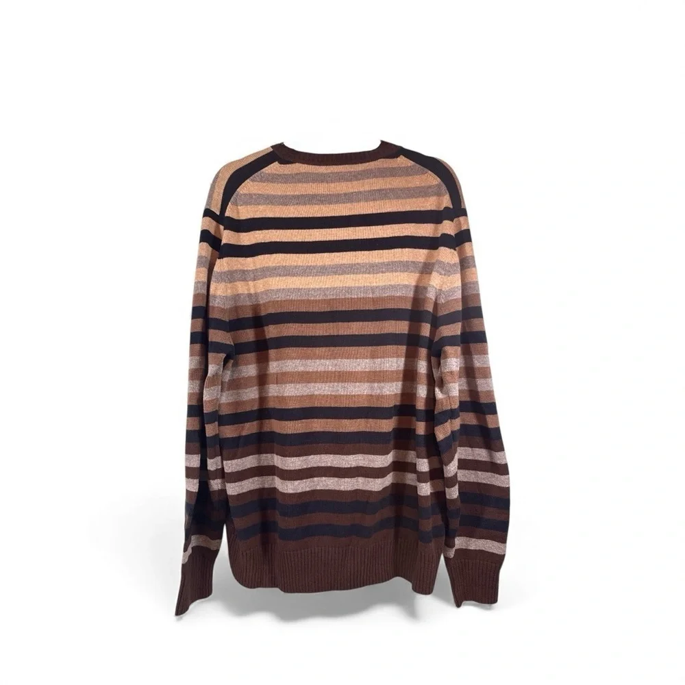 Haggar Men’s Striped  Crewneck Neutral Sweater XL– Warm & Cozy Y2K